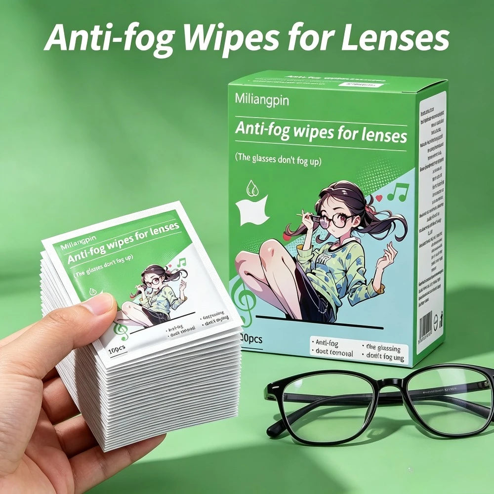 Disposable Anti-Fog Lens Wipes, Portable and Ready-to-Use, Long-Lasting Anti-Fog Without Blurring, Streak-Free Wiping Qme