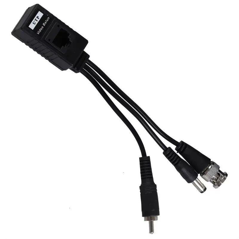 5Pair 3 in 1 Plug BNC Male to RJ45 Audio Video Power Balun Transceiver for CCTV Camera Qme