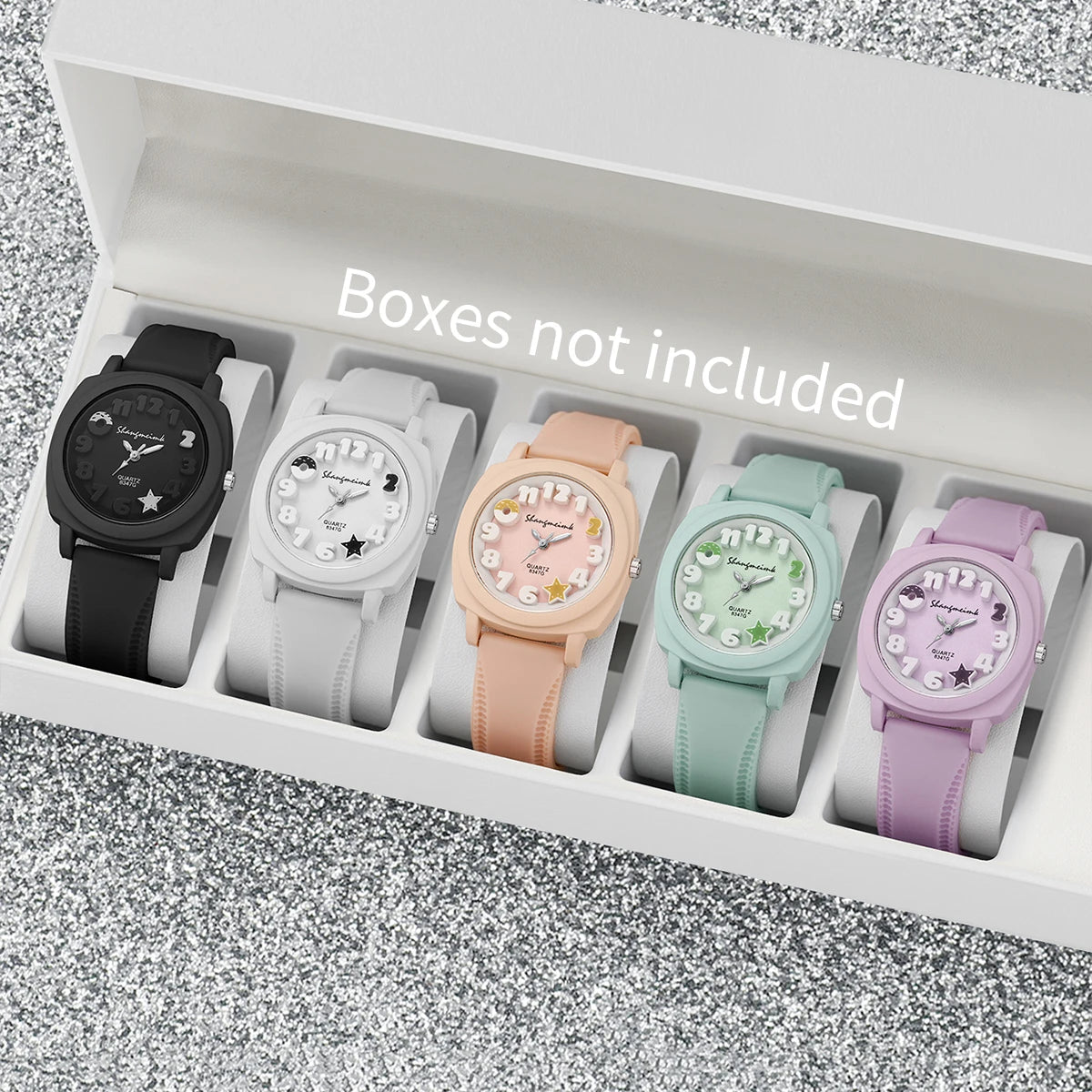 Candy Color Square Women Watch Casual Silicone Band Quartz Wristwatch 10 Colors Fashion Ladies Sports Clock Reloj Mujer No Box Qme 5PCS Without Box