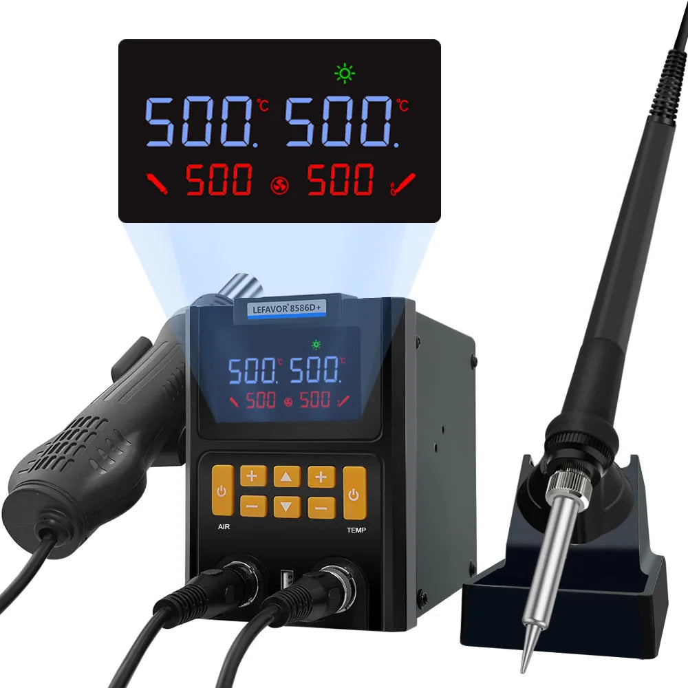 LF 8586D Soldering Station 1 600W Air Gun LCD Digital Display 60W Qme