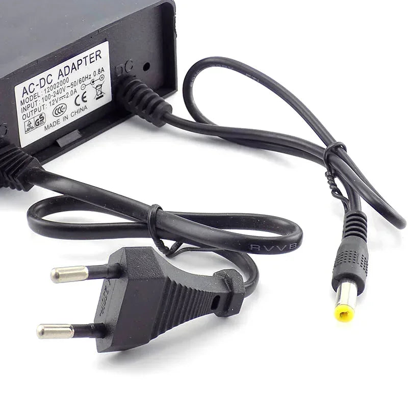 2pcs AC/DC 12V 2A 2000ma CCTV camera power adapter Outdoor waterproof EU US AU plug adapter CCTV camera charger Qme