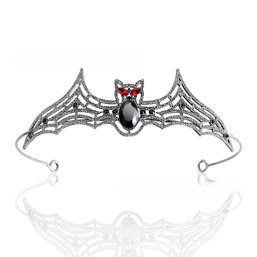 Simple Metal Halloween Bat Hairband Sparkling Multicolor Rhinestone Crowns Cosplay Props Dark Halloween Tiara Ladies Qme Style 5