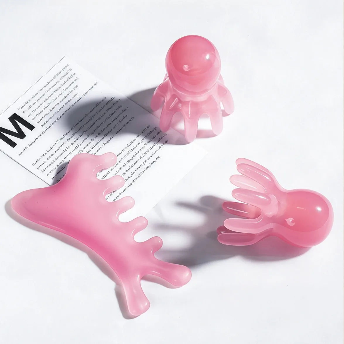 Octopus Massage Combs and Dolphin Massage Combs, Meridian Massager, Scalp Acupoint Comb, Portable Style Wide Tooth Scraping Comb Qme 3pcs No plug