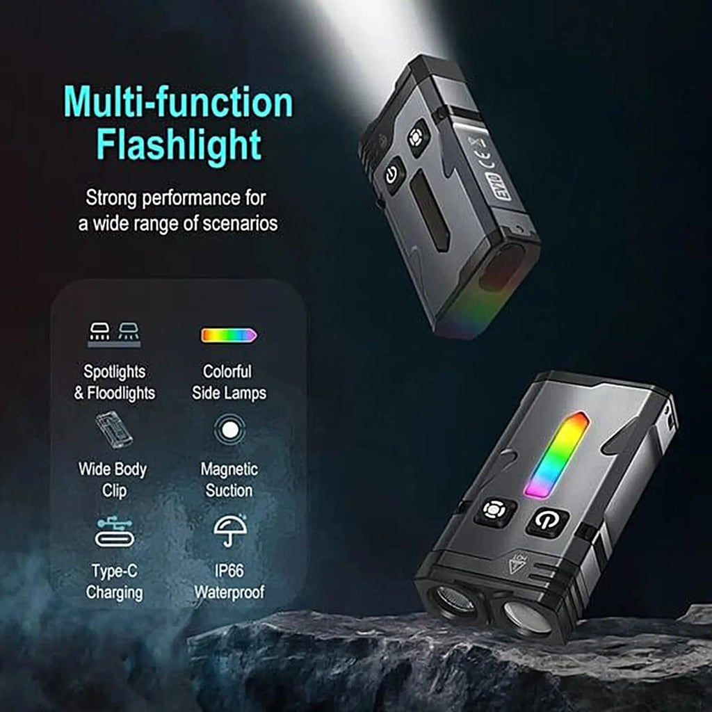 LED Keychain Flashlight 1100 Lumen Rechargeable Waterproof Torch Qme