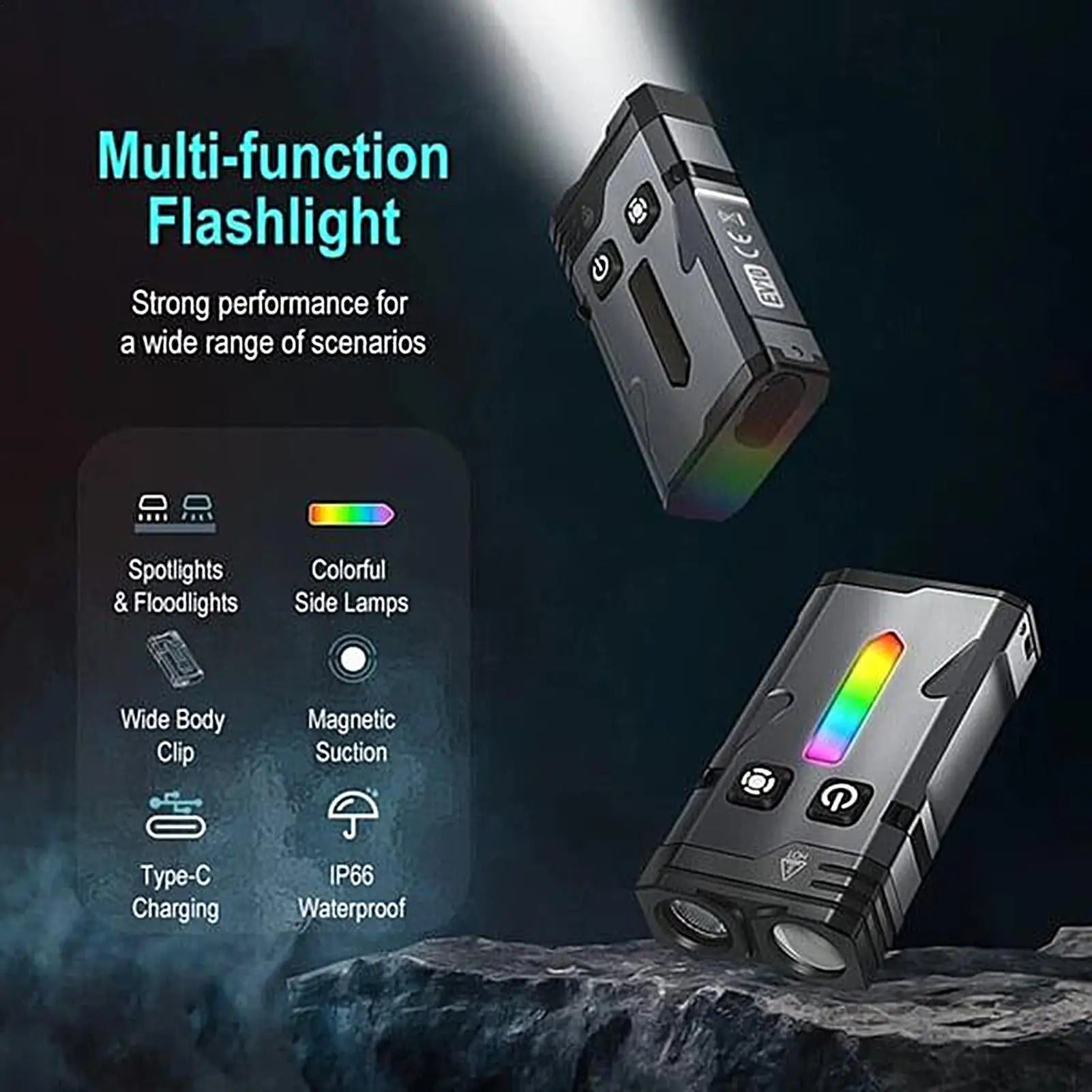 LED Keychain Flashlight 1100 Lumen Rechargeable Waterproof Torch Qme