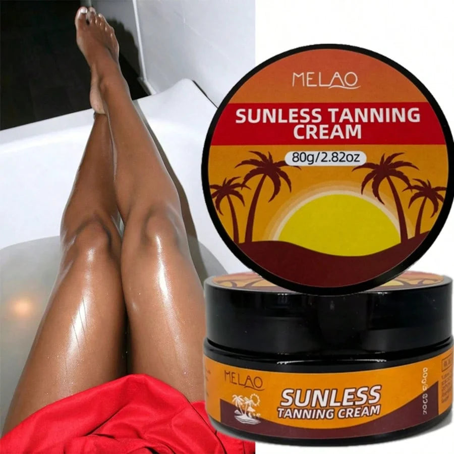MELAO True Color Sunless Tanning Cream - Natural Looking Tan, No Damage to Skin, Streak-Free Self Tanner for Face & Body Qme