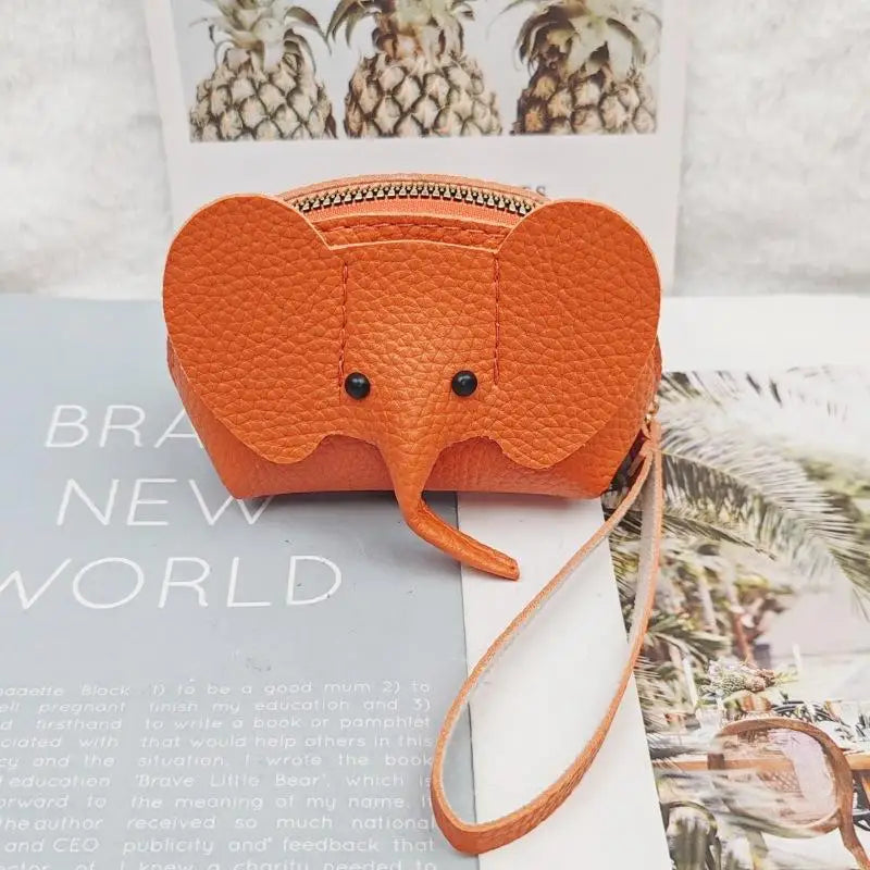 PU Leather Elephant Money Bag Women Coin Purse With Key Ring Multifunctional Zipper Storage Bags Key Case Qme style 5