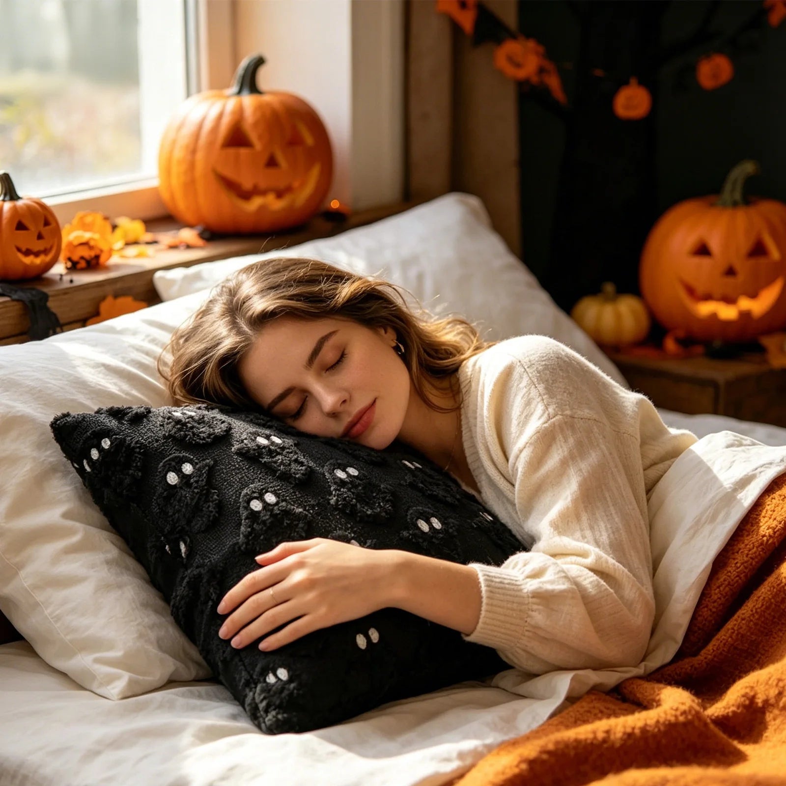 Halloween Ghost Pumpkin Square Throw Cover 45*45cm Holiday Party Home Store Decorative Cushion Case Without Insert Qme