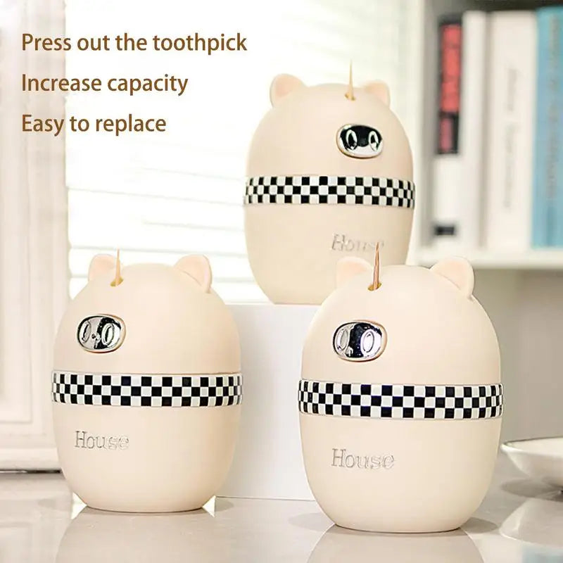 Toothpick Holder Lid Press Dispensers Box Case Tooth Picks Qme