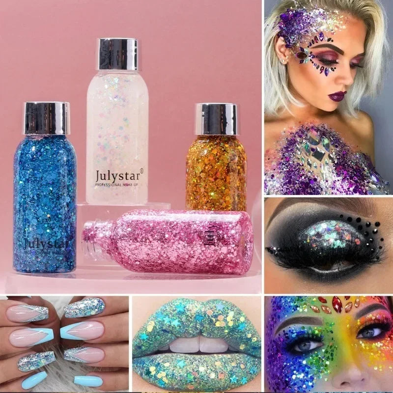 Body Glitter Gel Sequins Long Acting Face Eyes Hair Prom Party Qme