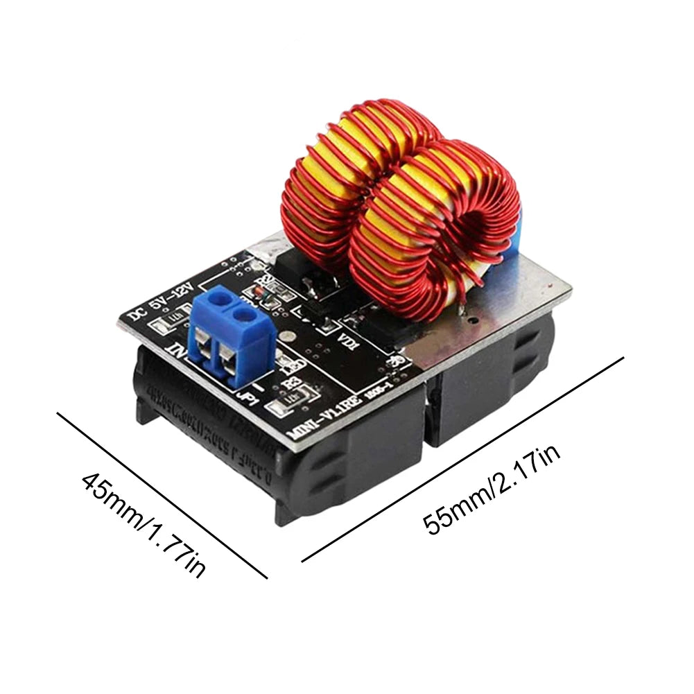 120W Mini ZVS Induction Heating Board DC 5-12.0V Input Voltage Heating Driver High Frequency Large Power Qme