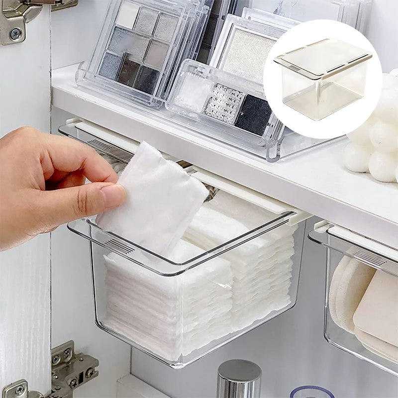 Mirror Cabinet Transparent Bathroom Cotton Stick Makeup Pull-out Qme