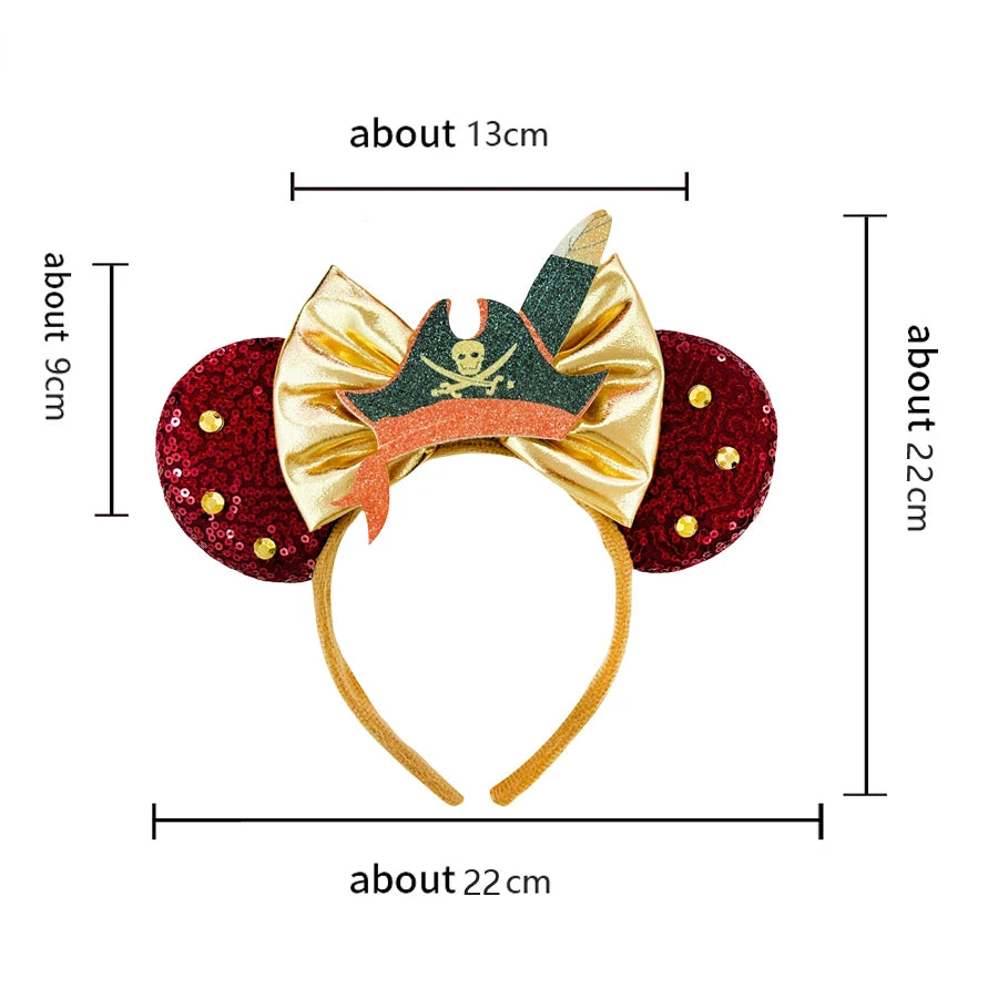 Skull Crossbones Pirate Mickey Mouse Ear Headband Women Adult Cosplay Halloween Hairband Festival Party Cosplay Hair Accessories Qme