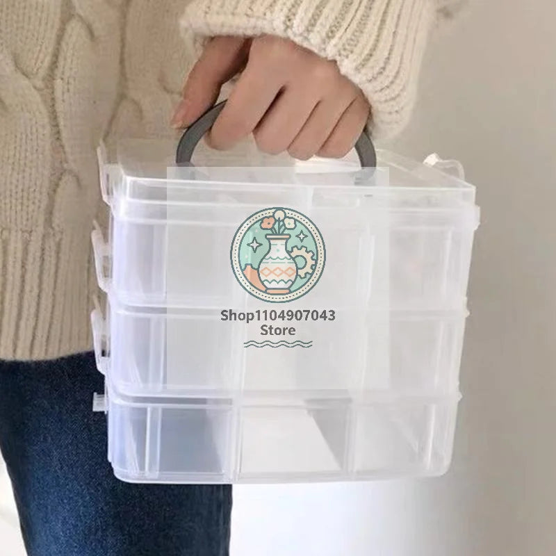 Transparent 18-Grid Stackable Compartment Slot Plastic Storage Box For Organizing Toys Jewelry Accessories Qme