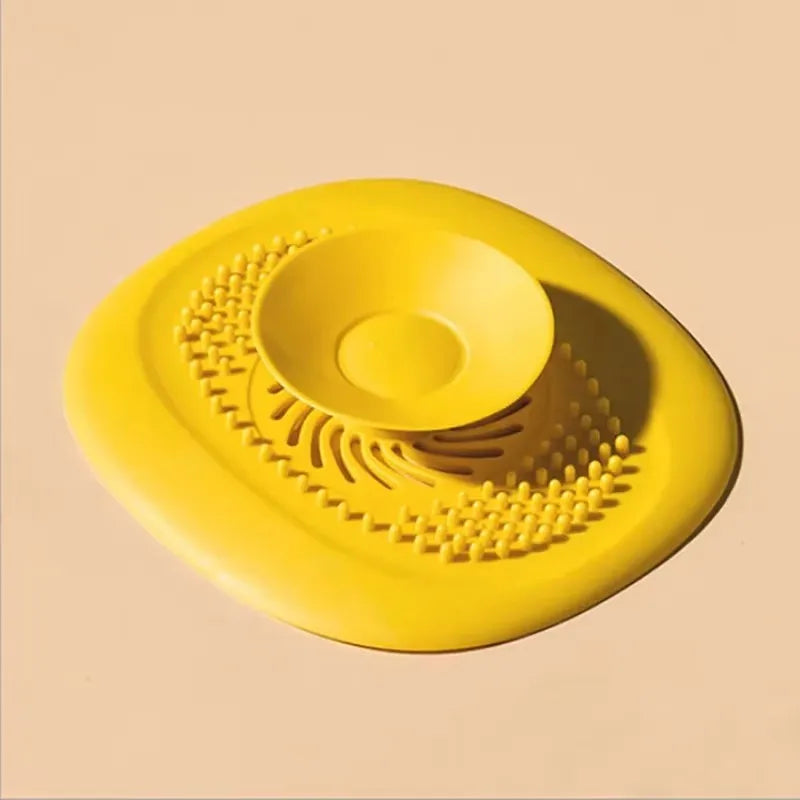 1PC Silicone anti-blocking bathtub plug bathroom floor drain shower sink kitchen household filter tool Qme 1PC Yellow