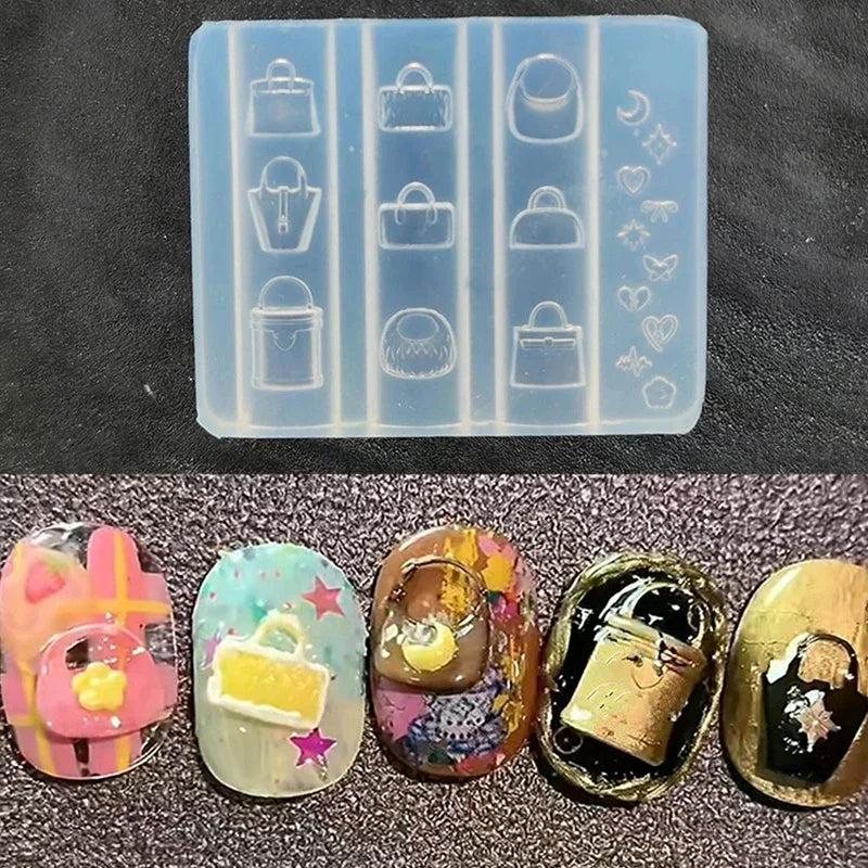 3D Cute Cartoon Bag Shape Nail Art Decoration Mold Diy Silicone Qme