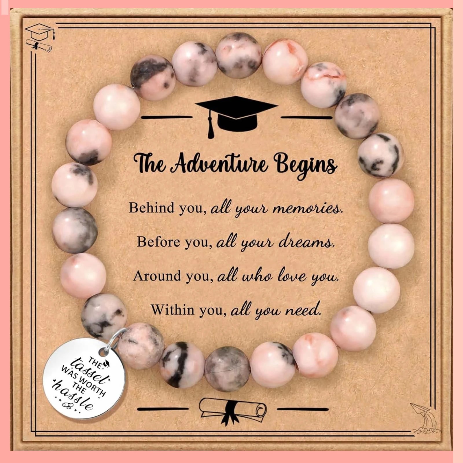 Ladies’ Exquisite Beautiful Different Colors Bead Combination Bracelet Fashion High Quality Alloy Small And Versatile Bracelet F Qme Pink 1