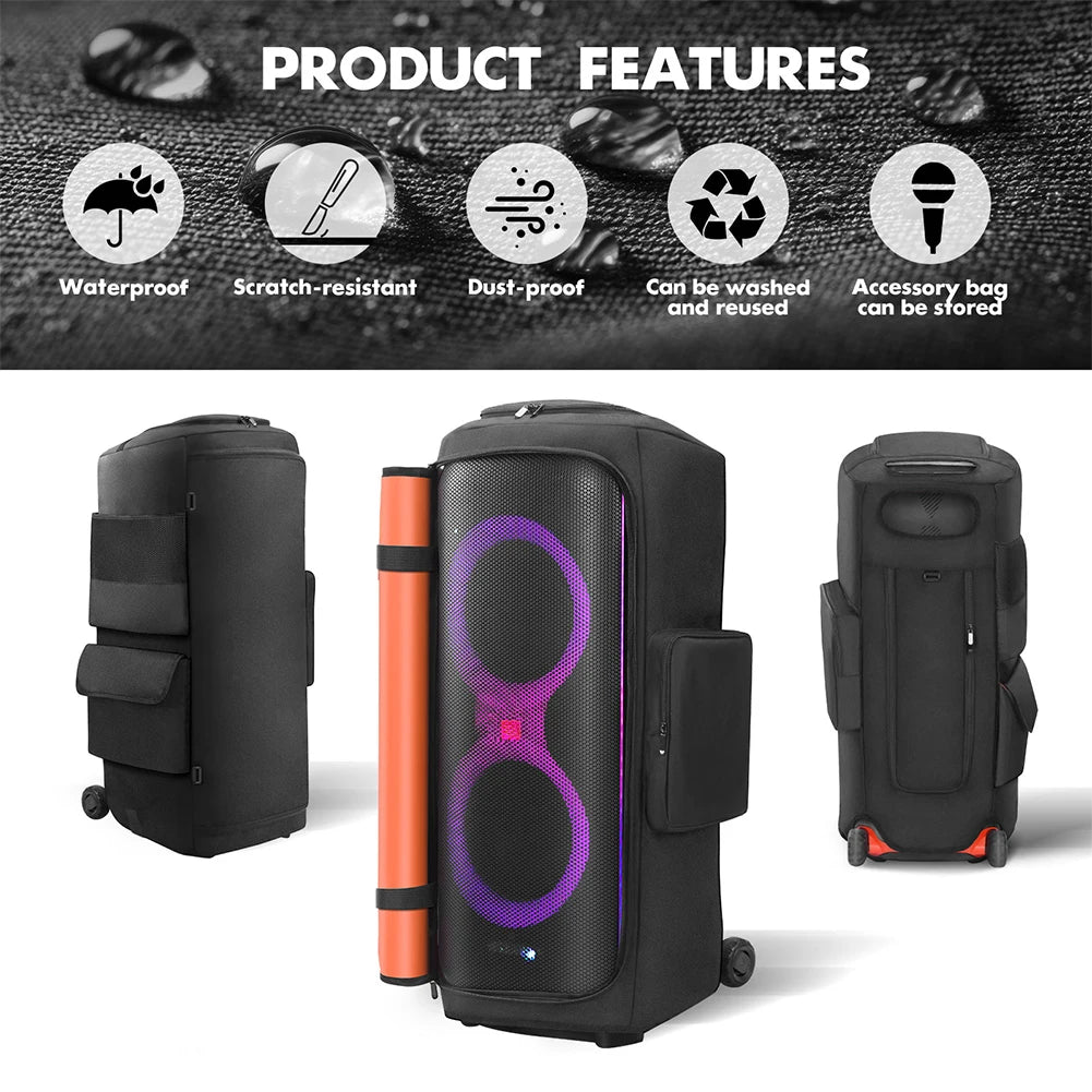 Speaker Carry Cover Zipper Closure Portable Speaker Dust Case Wear Resist Double-Sided Speaker Storage Bag for JBL Party Box 710 Qme