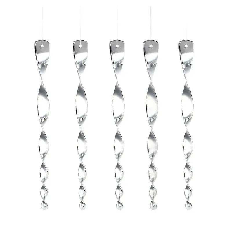 6/10/12Pcs Sparkling Bird Repellent Spiral Reflectors Silvery PS Hanging Deterrents For Garden Scare Away Woodpeckers Pigeons Qme