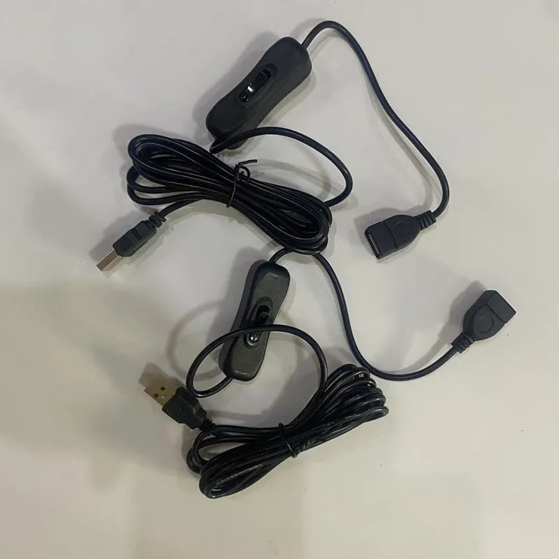 3pcs USB Cable With Switch ON/OFF 2Meters Length USB Extension Cable Toggle for USB Lamp Fan Power Supply Qme