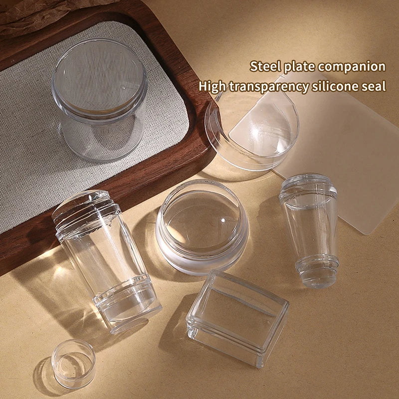 Silicone Transparent Nail Art Stamping French Manicure Plate Stamp Qme