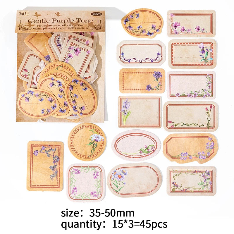 45 pcs Flowers Labels Stickers Decorative Creativity Scrapbooking accessories Diary Album junk journal supplies Qme F