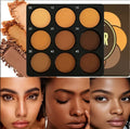9-Color Waterproof Contour Concealer Matte Palette Medium to Deep Shades 3D Sculpting Oil Control Long Lasting Wear Makeup Qme 9 COLOR