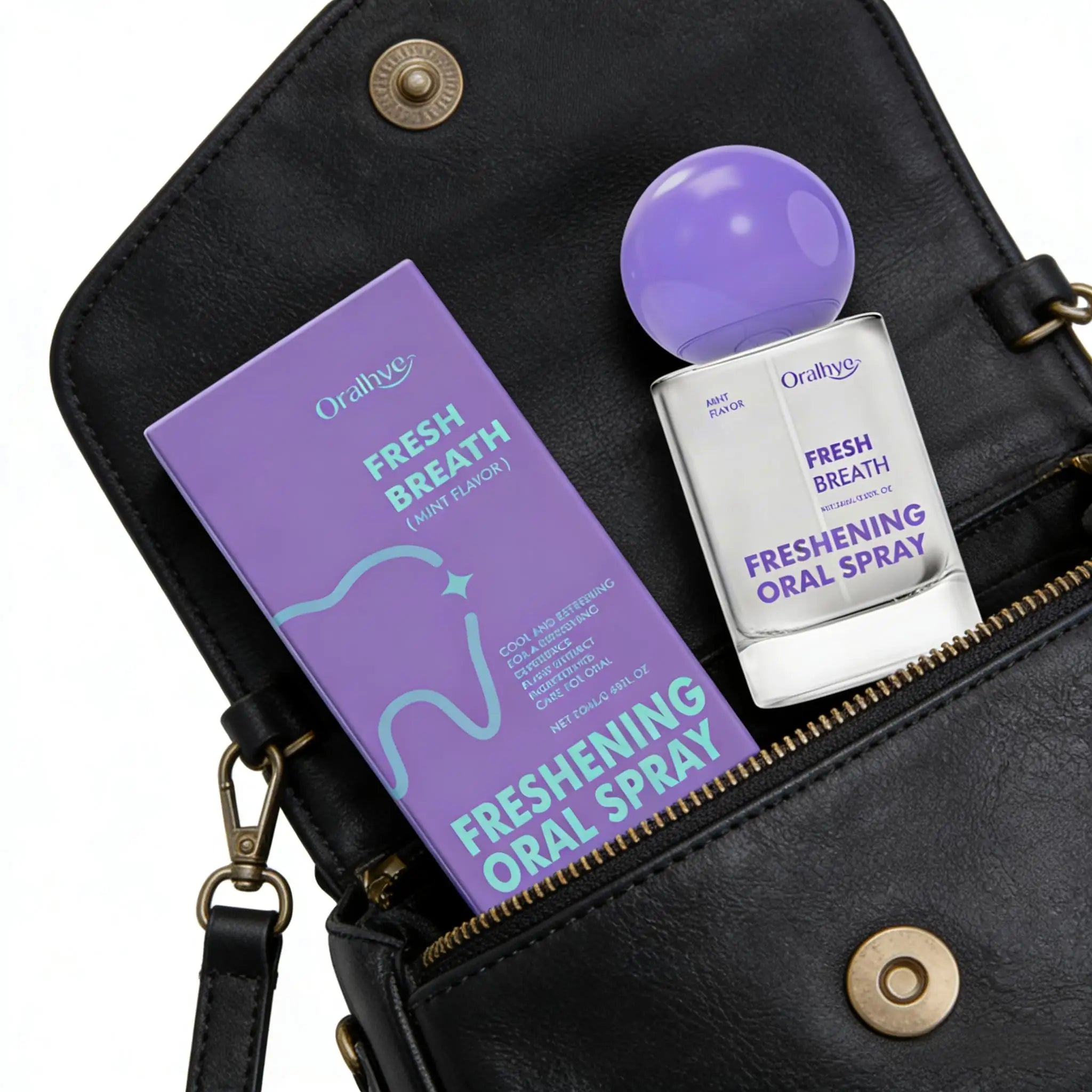 Portable Breath Freshener Spray Mint Flavor Teeth Cleaning Long-Lasting Freshening Bad Odor Removal Oral Care Product for Adults Qme
