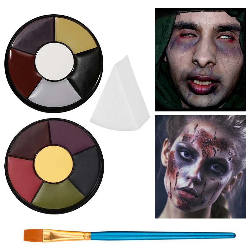 6 Colors Bruise Wheel SFX Face Paint Palette Oil Based Body Makeup Qme