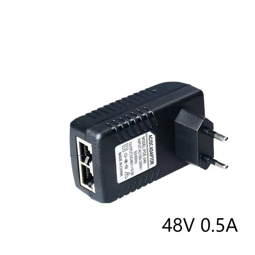 1PCS POE Power Adapter US/EU Plug 48V0.5A Fast/Gigabit Ethernet for AP Wireless Bridge Communication Power Supply Qme EU 1000Mbps