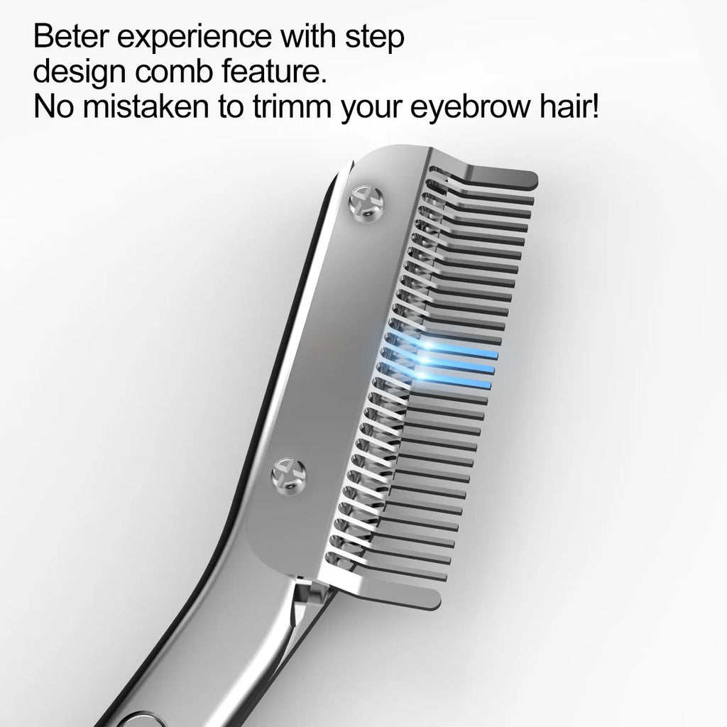 Stainless Steel Eyebrow Scissors Comb Makeup Trimming Knife Hair Qme