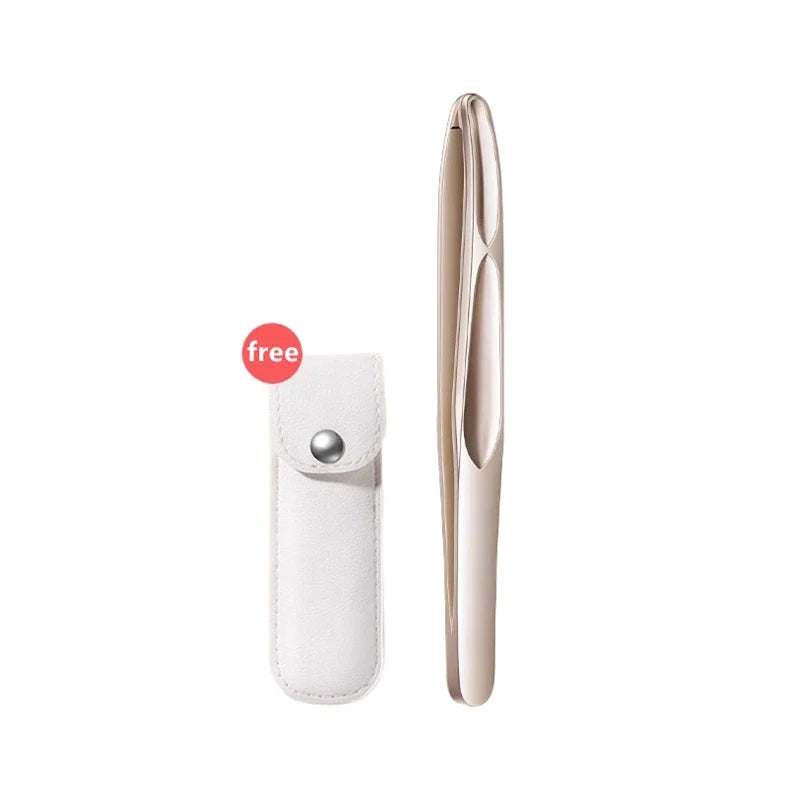 1pc Premium Round Head Tweezers for Eyebrow & Facial Hair Removal Seamless Clips, Short Hair Precision Easy Combing for Eyebrows Qme Gold
