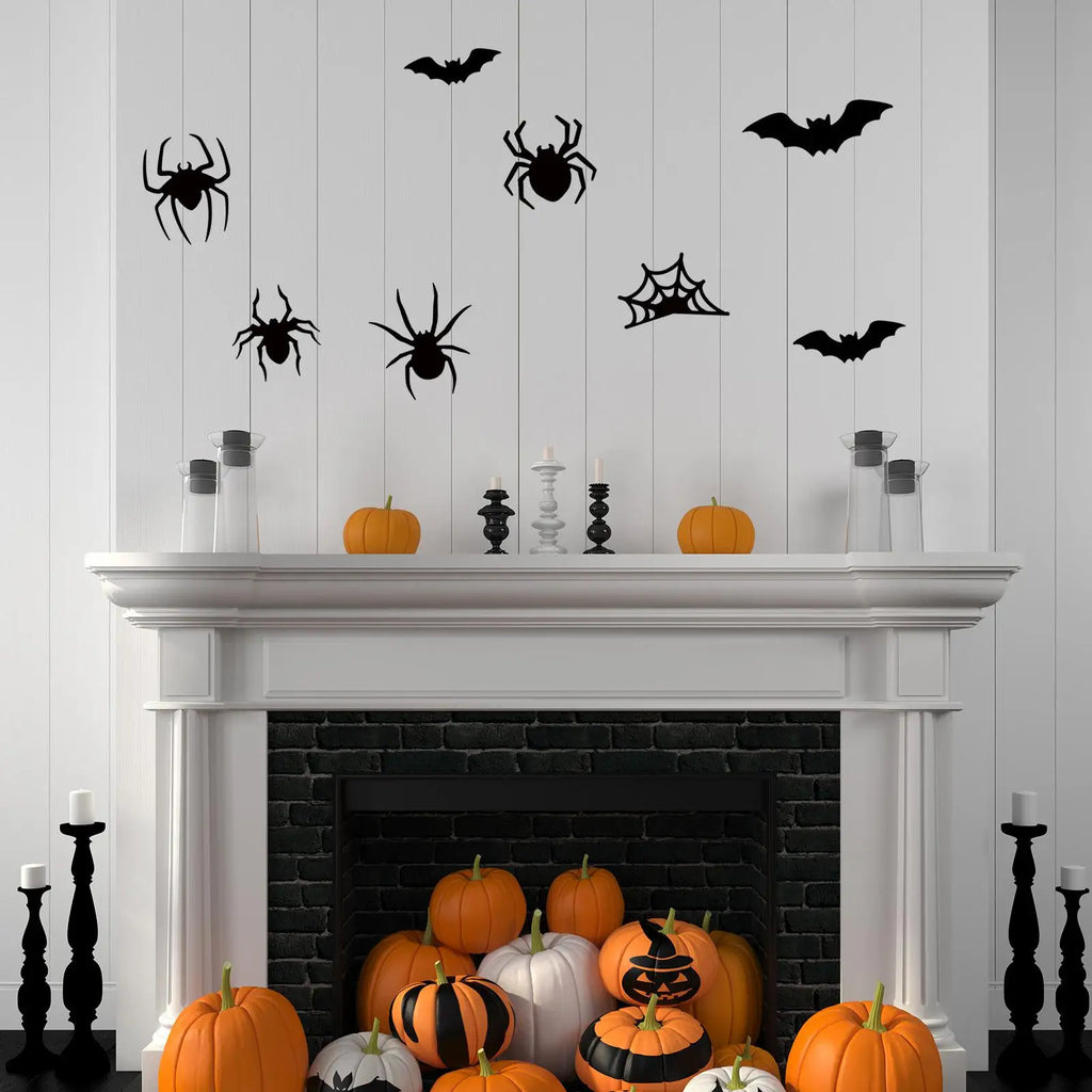 LED Bat Wall Sticker Lighted Bat Spider Decals Realistic 3D LED Wall Sticker for Dorm Bathroom Bedroom Classroom Party Halloween Qme