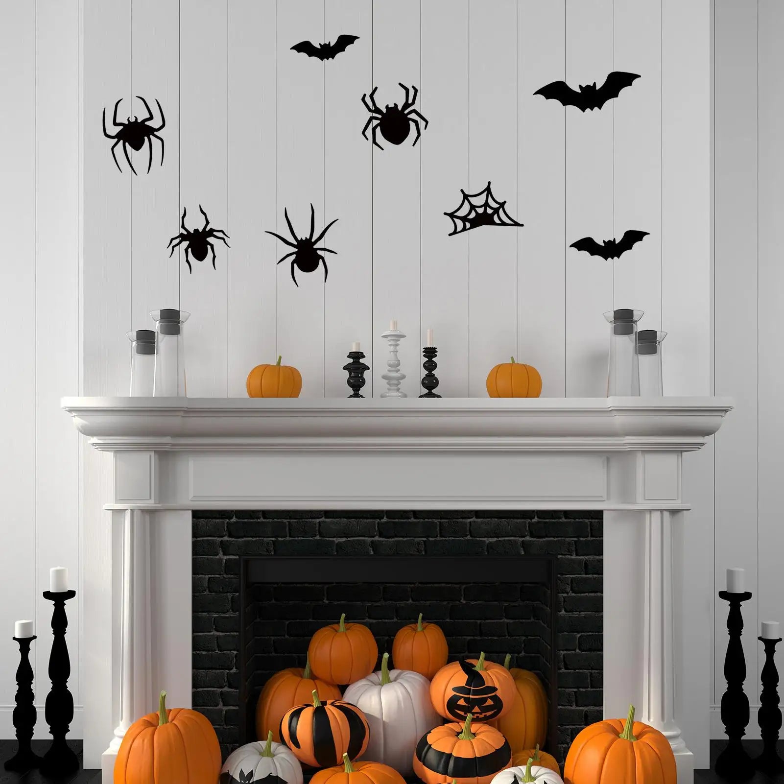 LED Bat Wall Sticker Lighted Bat Spider Decals Realistic 3D LED Wall Sticker for Dorm Bathroom Bedroom Classroom Party Halloween Qme