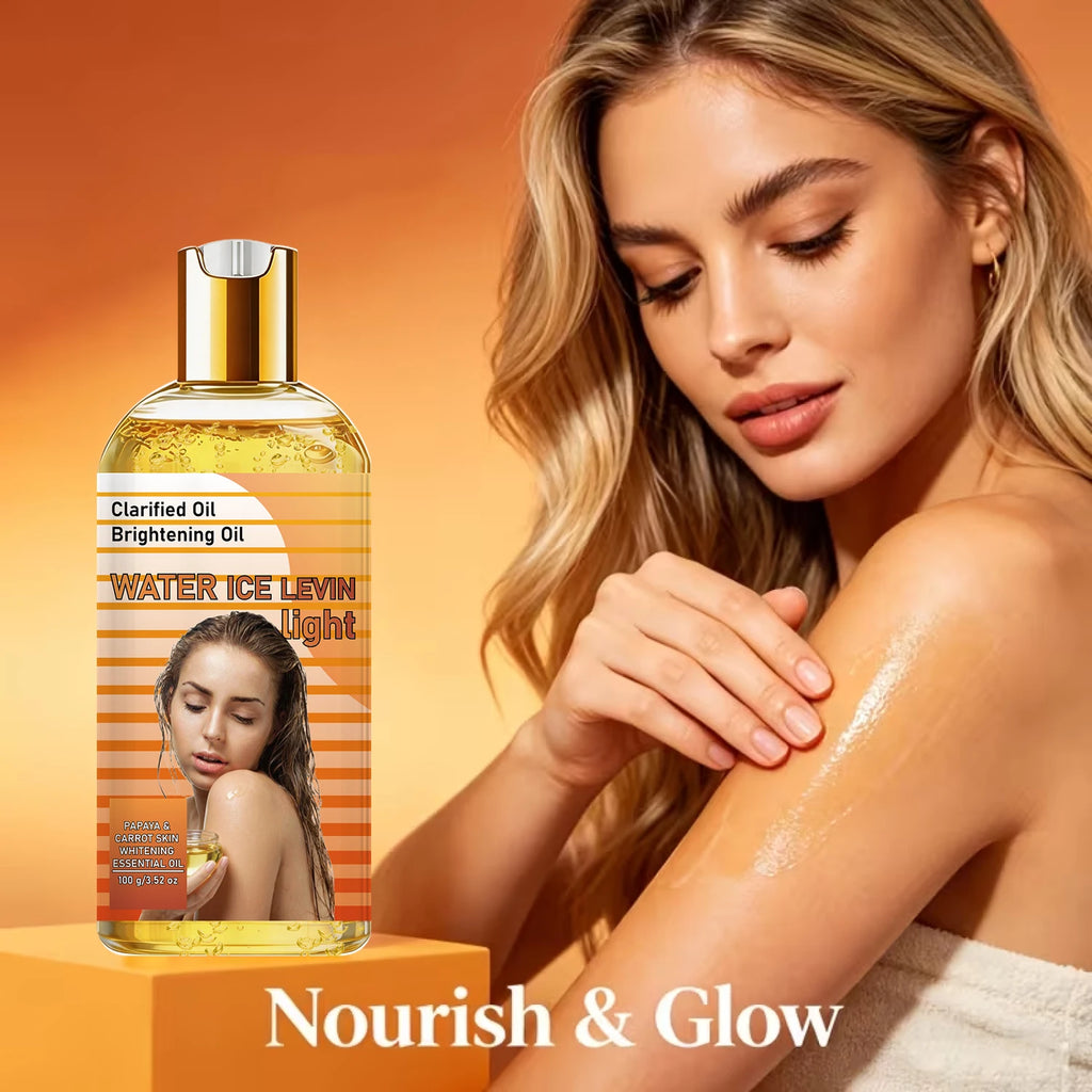 Collagen Vitamin C Brightening Clarified Oil, Papaya Carrot Extract Moisturizing Lightweight Body Oil Qme