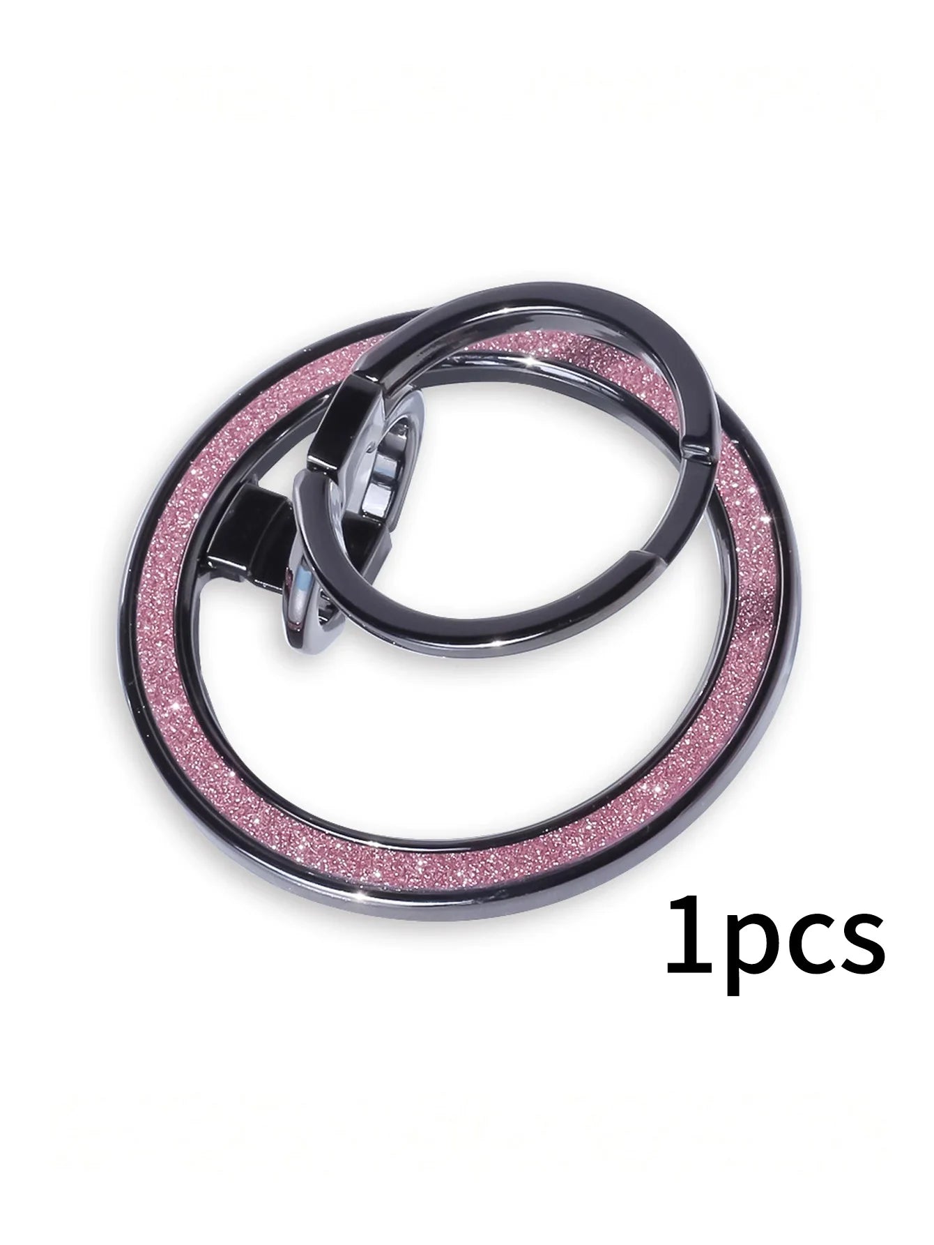 Ring-shaped Magnetic Phone Holder Zinc Alloy Double-ring Foldable Qme black