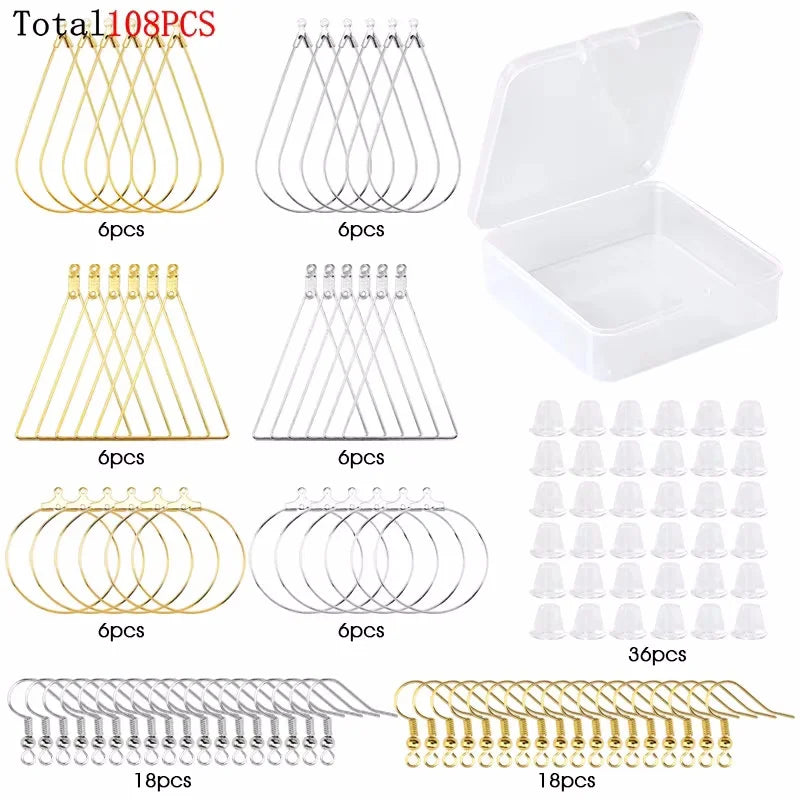 Alloy Accessories Jewelry Findings Set Earring Making Kit Lobster Clasp Open Jump Rings Repair Tools DIY Jewelry Making Supplies Qme 9