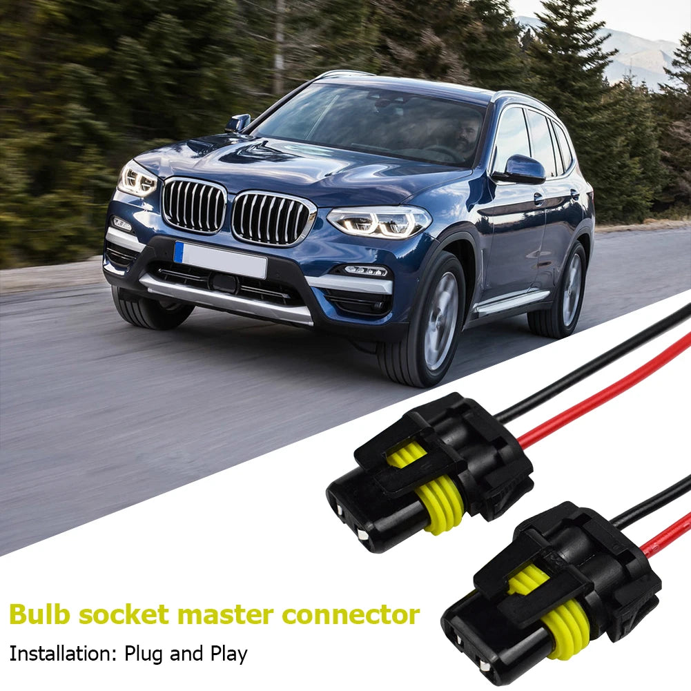 2pcs 9005 9006 HB4 Bulb Socket Car Headlight Fog Lamp Female Adapter Connector Qme
