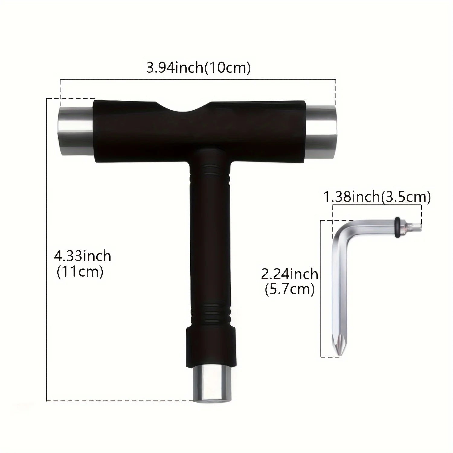 Skate T-Tool With Allen Wrench - Multi-functional Skateboard Tool Set Qme