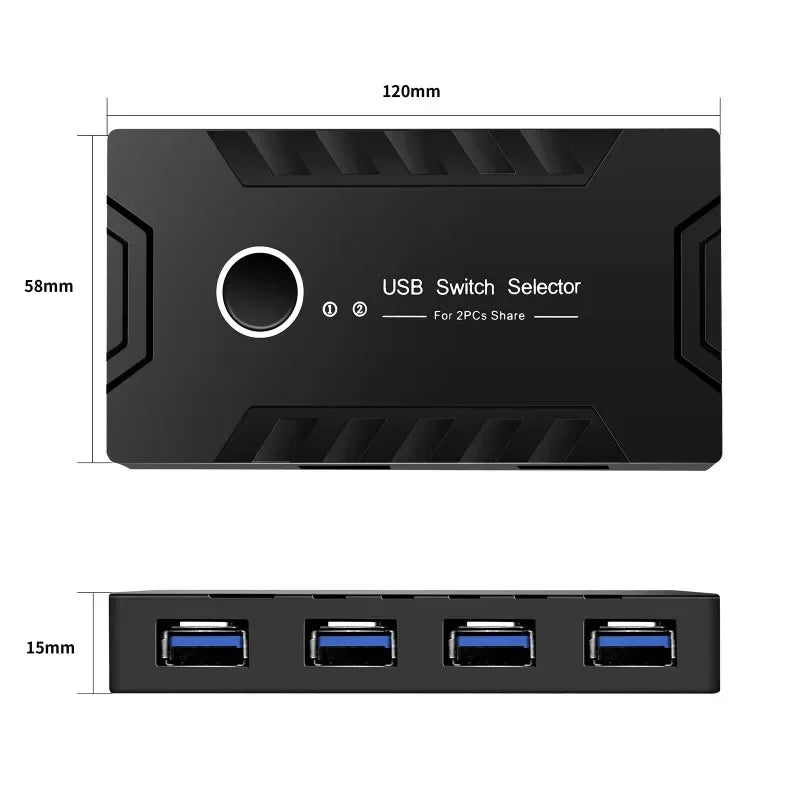 USB KVM Switch USB 3.0 2.0 Switcher KVM Switch for Windows10 PC Keyboard Mouse Printer 2 PCs Sharing 4 Devices USB Switch Qme