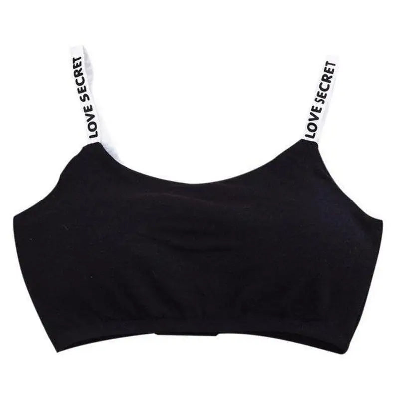 Women's Seamless Tube Bra Letter Strap Anti Exposure Sports Bralette Qme Free Size black