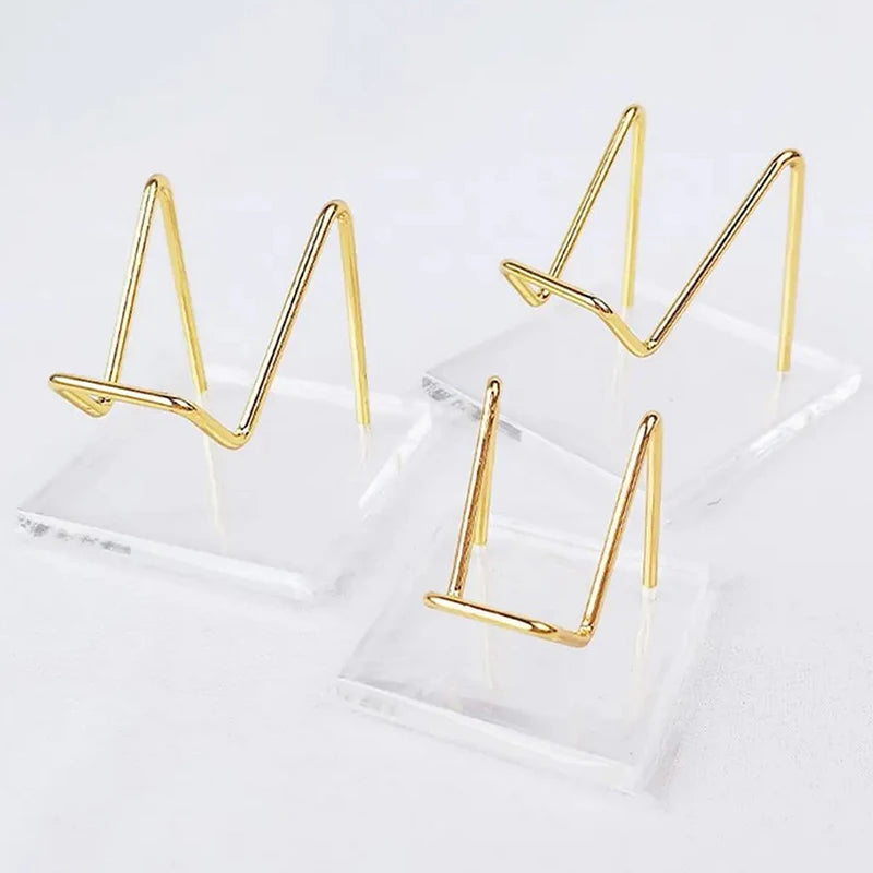 Metal Mineral Display Stand Acrylic Base Crystal Jewelry Stone Shelf Qme