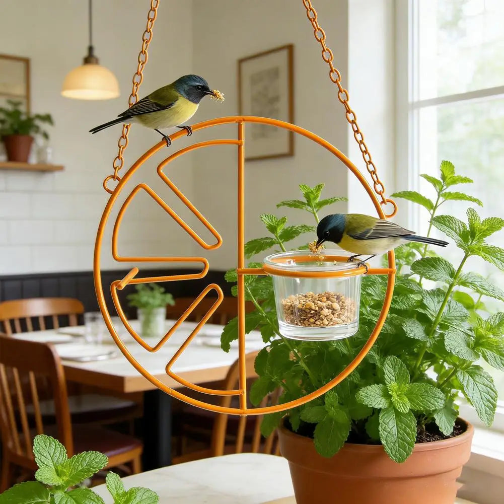 Orange Fruit Oriole Jelly Bird Feeder Slice Outdoor Garden Metal Qme