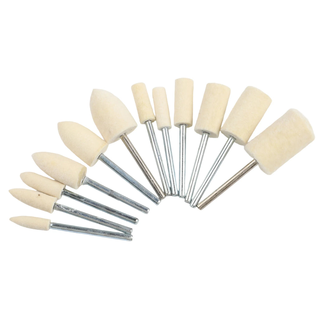 12pcs/set Wool Felt Polishing Heads 20mm Abrasive Burr Drill Bit Grinding Head For Drill Rotary Tool With 2.35 Mm Shank Qme