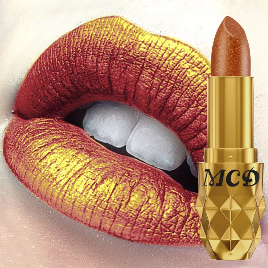 5 Colors Pearlescent Metallic Lipstick Bold& Intense Glitter Shinny Qme 301