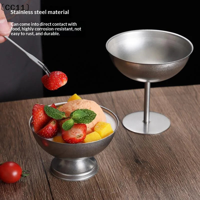 Retro Ice Cream Goblet Stainless Steel Food Grade Dishwasher Safe Qme