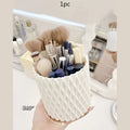 1pc Makeup Brush Storage Box 360° Rotating Desktop Cosmetic Eyebrow Pencil Makeup Lipstick Storage Box Qme White