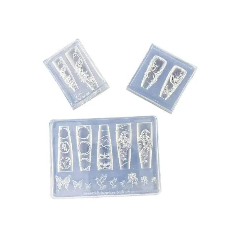 Falcon Peacock 3D Silicone Relief DIY Decoration Nail Art Templates Qme