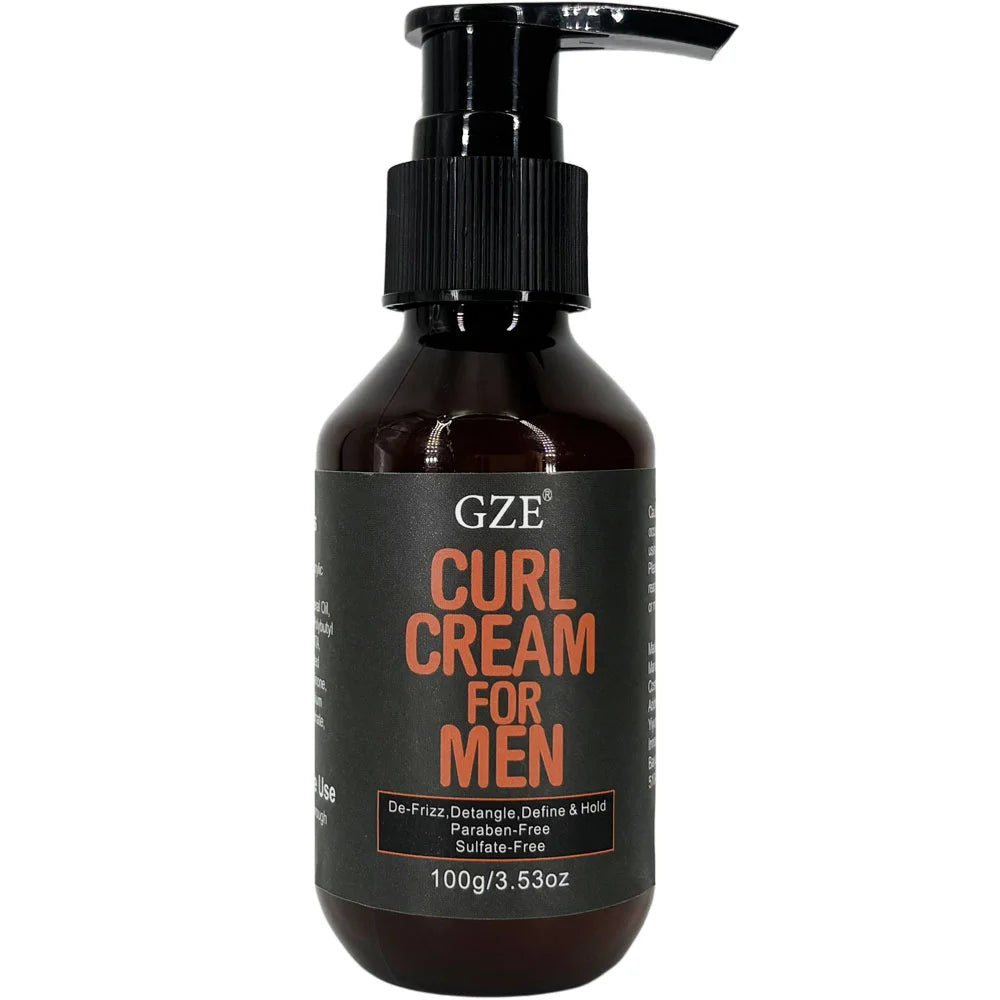 GZE MEN Castor Oil Curl Defining Cream Nourishing Curl Cream, Hydrate & Adds Shine - Color Safe & Sulfate Free Styling Product Qme CURL CREAM