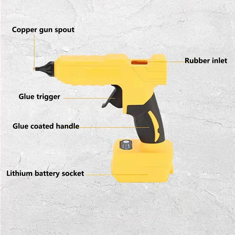 Electric Hot Melt Glue Gun for Dewalt 18V Battery Cordless Electric Glue Gun 11mm Glue Stick Hot Melt Welding Air Gun No Battery Qme